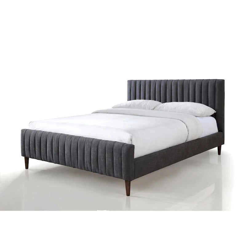 Upholstered Queen Platform Bed with Wood Legs
