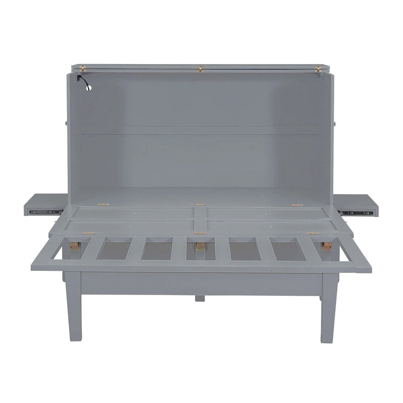 Queen Size Murphy Bed with USB Ports and Removable Side Shelves