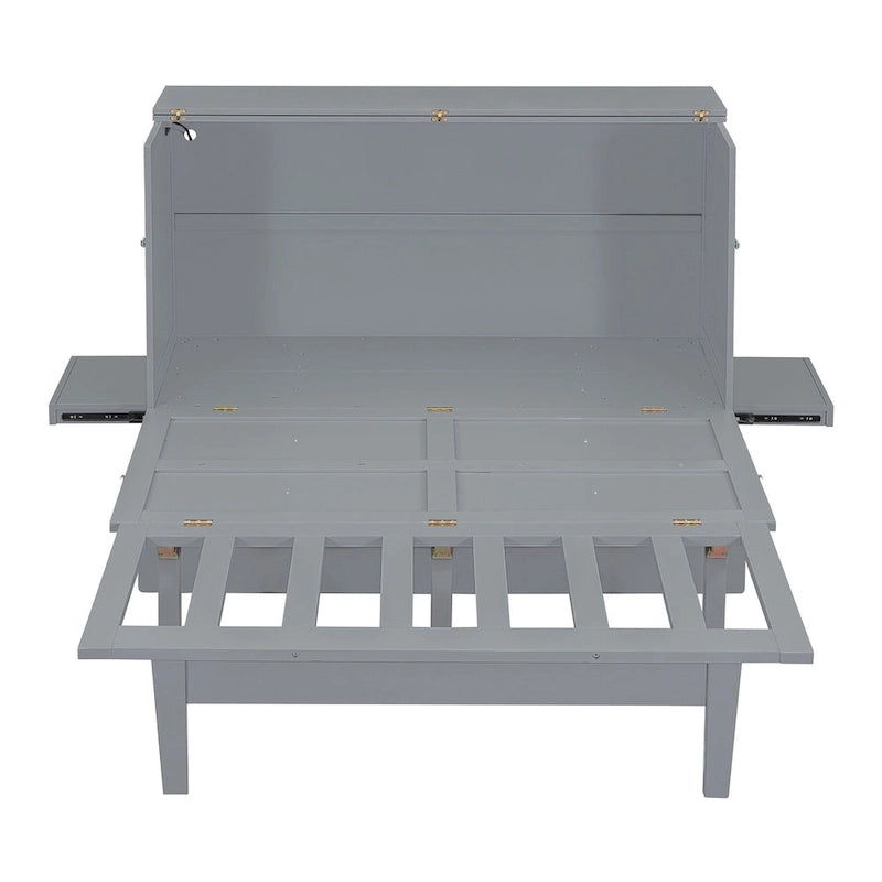 Queen Size Murphy Bed with USB Ports and Removable Side Shelves