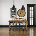 Stuart I Brown Solid Wood Top Two-Tier Black Metal Rolling Kitchen Island - 28.0L x 60.0W x 34.0H
