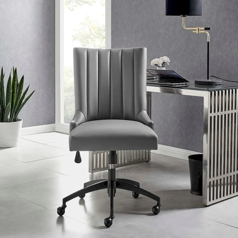 Channel Tufted Vegan Leather Office Chair