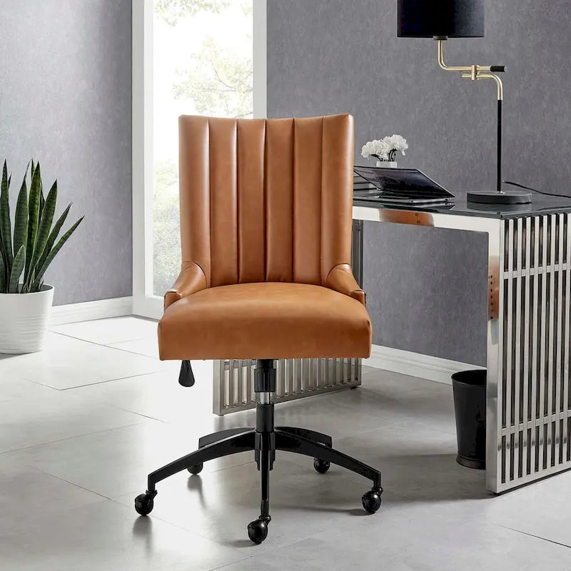 Channel Tufted Vegan Leather Office Chair