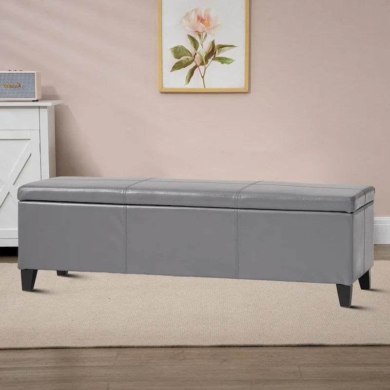 Upholstered Storage Bench with Flip-Top Lid