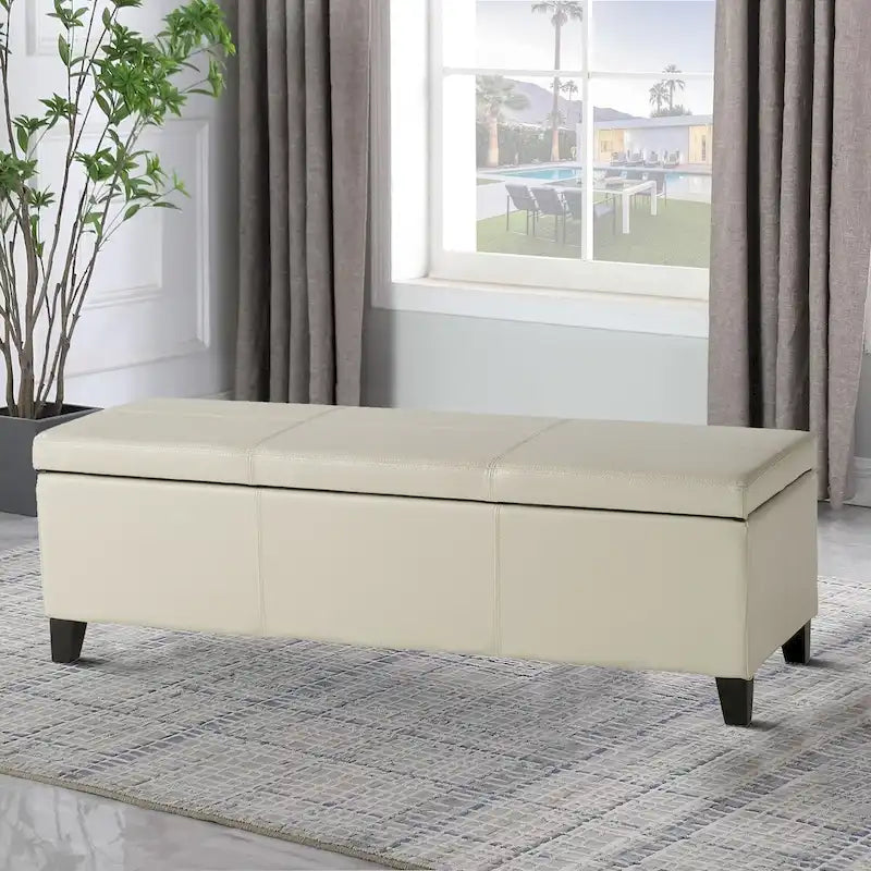 Upholstered Storage Bench with Flip-Top Lid