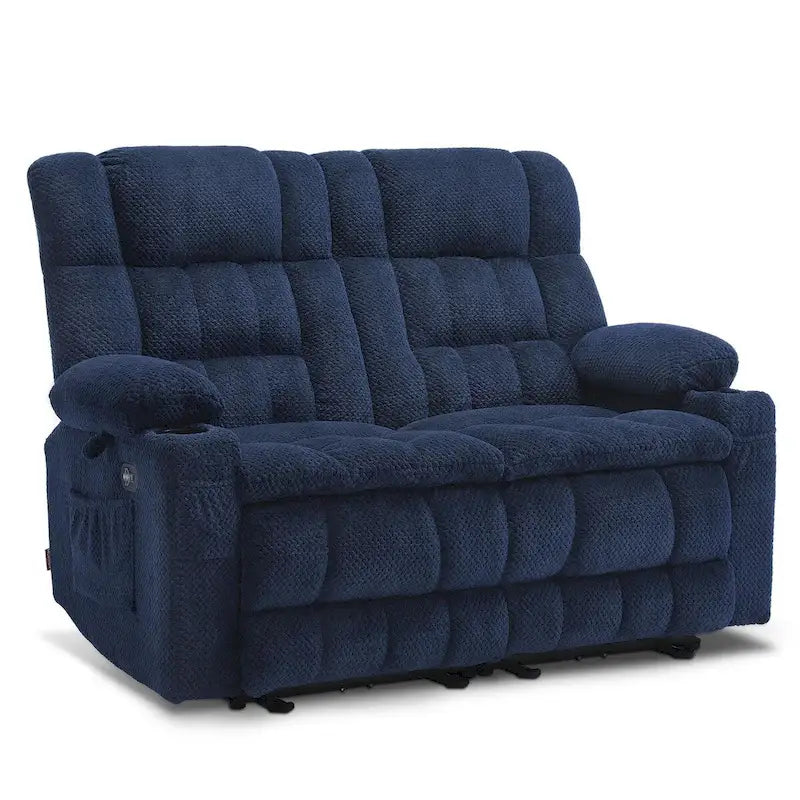 Power Loveseat Recliner with Heat, Vibration, Cupholders and USB Ports