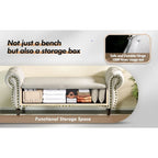 53 in. Upholstered Storage Bench with Tufted Design, Rolled Arms and Safety Hinge