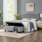 Panca pouf contenitore con rivestimento trapuntato e vano contenitore nascosto