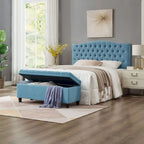 Panca pouf contenitore con rivestimento trapuntato e vano contenitore nascosto