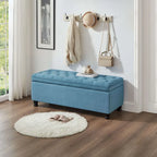 Panca pouf contenitore con rivestimento trapuntato e vano contenitore nascosto