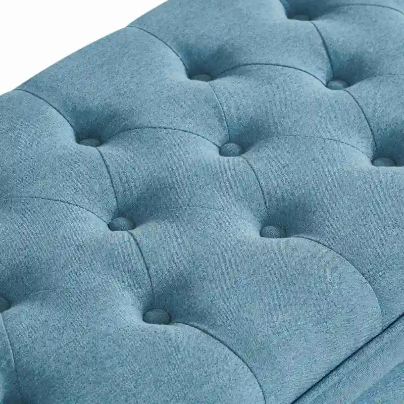 Panca pouf contenitore con rivestimento trapuntato e vano contenitore nascosto