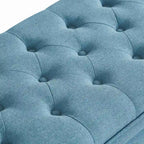 Panca pouf contenitore con rivestimento trapuntato e vano contenitore nascosto