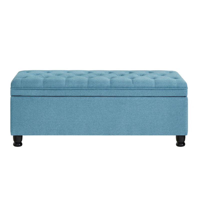Panca pouf contenitore con rivestimento trapuntato e vano contenitore nascosto