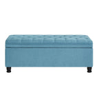 Panca pouf contenitore con rivestimento trapuntato e vano contenitore nascosto
