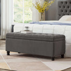 Panca pouf contenitore con rivestimento trapuntato e vano contenitore nascosto