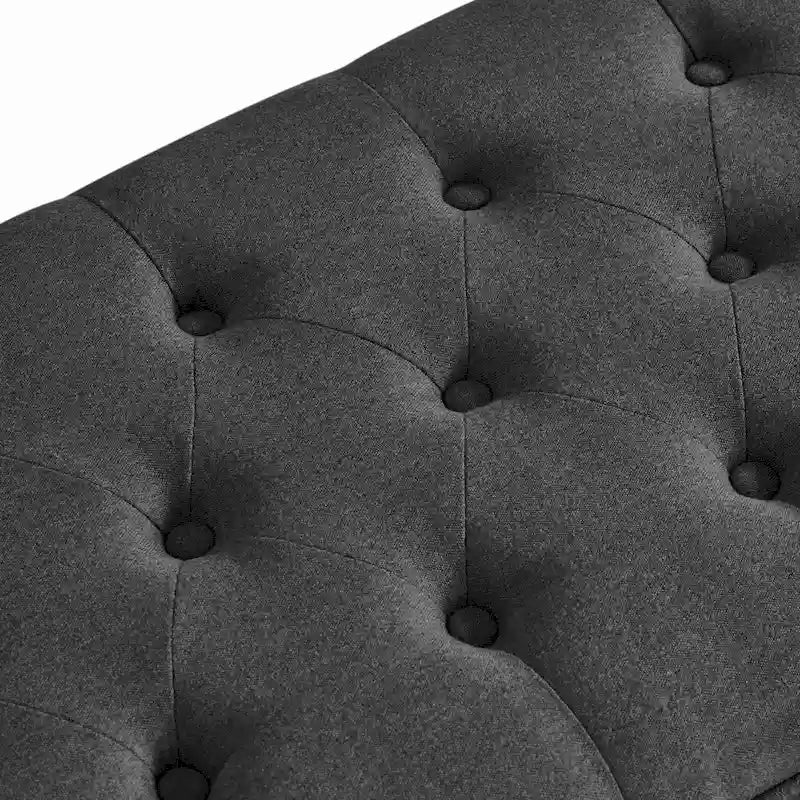 Panca pouf contenitore con rivestimento trapuntato e vano contenitore nascosto