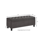 Panca pouf contenitore con rivestimento trapuntato e vano contenitore nascosto