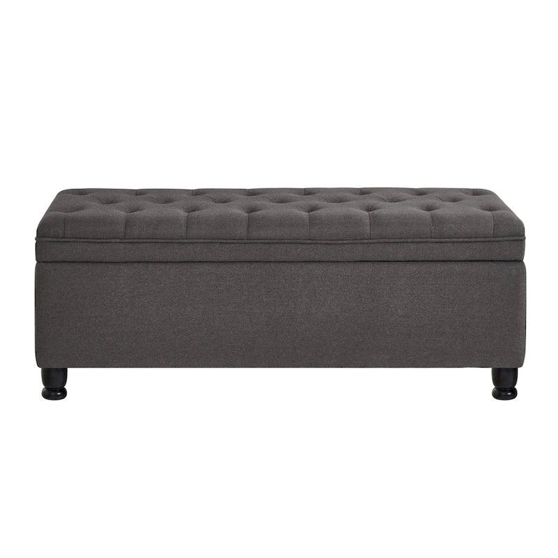 Panca pouf contenitore con rivestimento trapuntato e vano contenitore nascosto