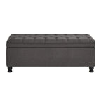 Panca pouf contenitore con rivestimento trapuntato e vano contenitore nascosto