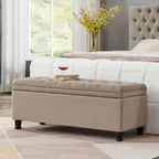 Panca pouf contenitore con rivestimento trapuntato e vano contenitore nascosto
