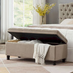 Panca pouf contenitore con rivestimento trapuntato e vano contenitore nascosto