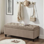 Panca pouf contenitore con rivestimento trapuntato e vano contenitore nascosto