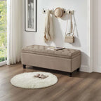Panca pouf contenitore con rivestimento trapuntato e vano contenitore nascosto