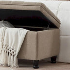 Panca pouf contenitore con rivestimento trapuntato e vano contenitore nascosto