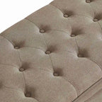 Panca pouf contenitore con rivestimento trapuntato e vano contenitore nascosto