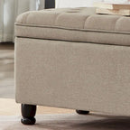 Panca pouf contenitore con rivestimento trapuntato e vano contenitore nascosto