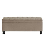 Panca pouf contenitore con rivestimento trapuntato e vano contenitore nascosto