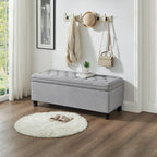 Panca pouf contenitore con rivestimento trapuntato e vano contenitore nascosto