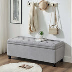 Panca pouf contenitore con rivestimento trapuntato e vano contenitore nascosto