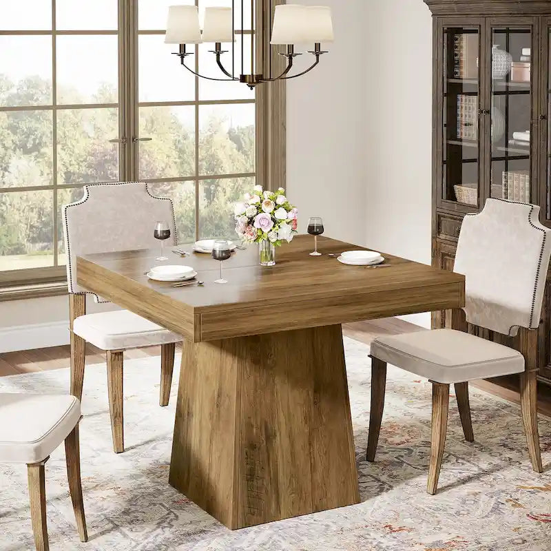 31.5 Inch Square Dining Table with Pedestal Base