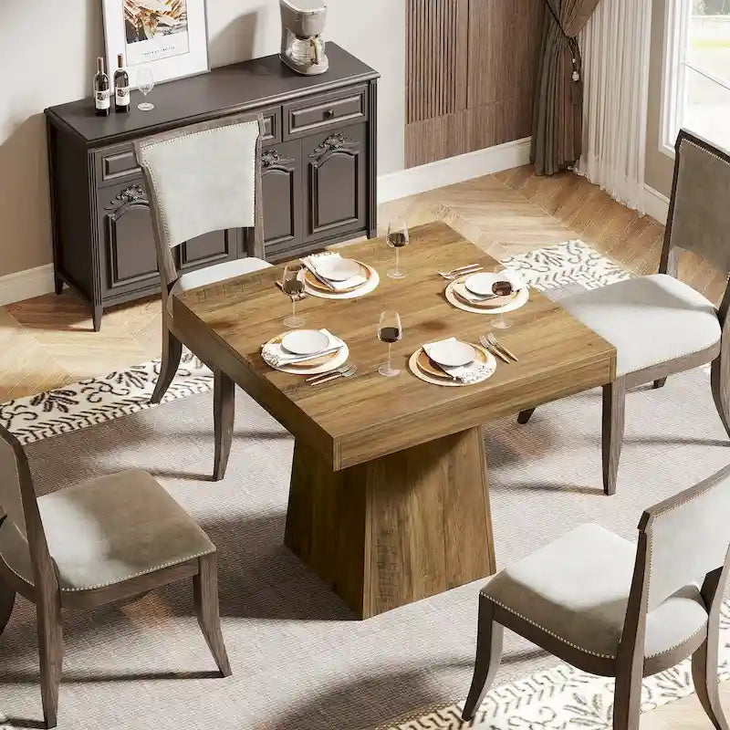 31.5 Inch Square Dining Table with Pedestal Base