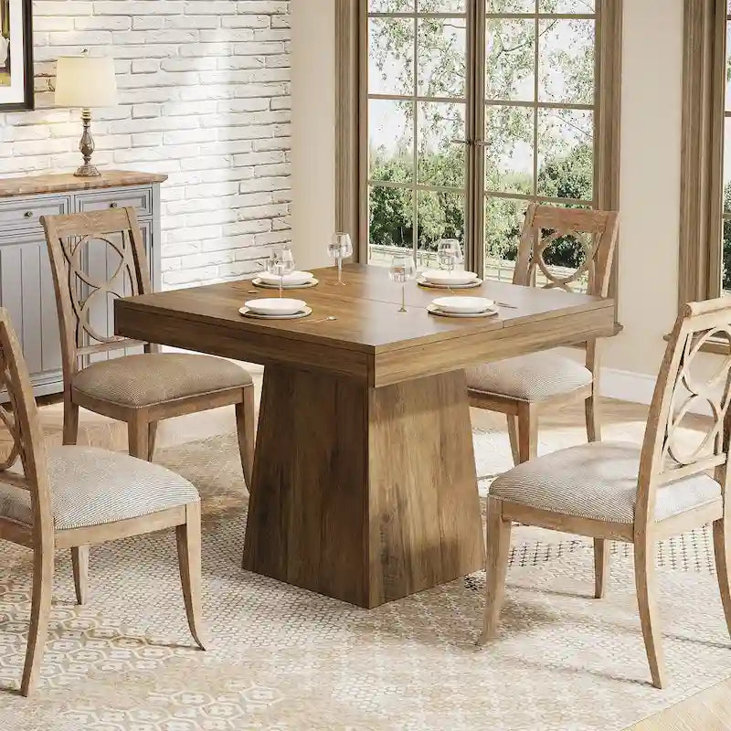 31.5 Inch Square Dining Table with Pedestal Base
