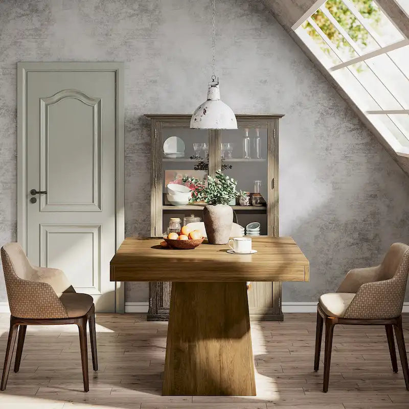 31.5 Inch Square Dining Table with Pedestal Base