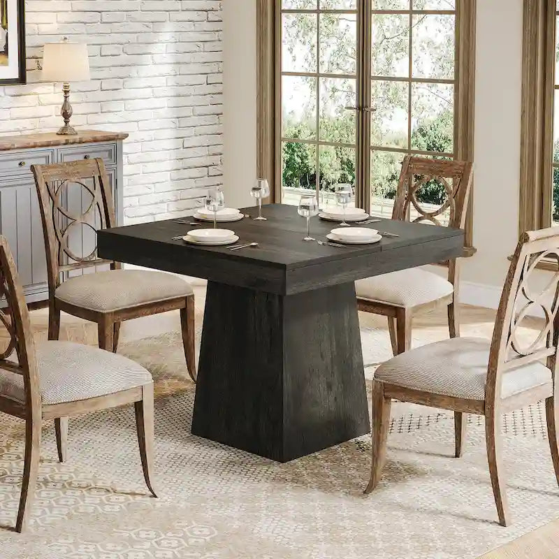 31.5 Inch Square Dining Table with Pedestal Base