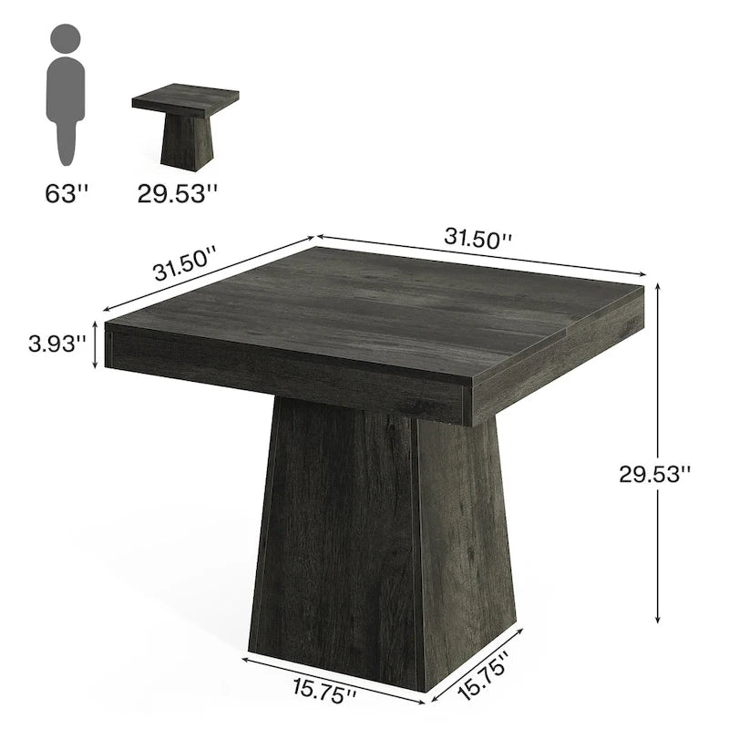 31.5 Inch Square Dining Table with Pedestal Base