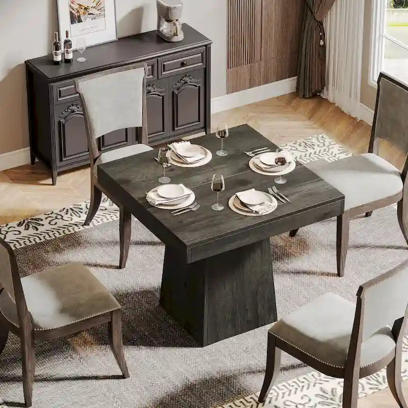31.5 Inch Square Dining Table with Pedestal Base