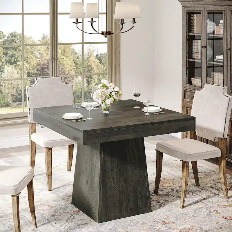 31.5 Inch Square Dining Table with Pedestal Base