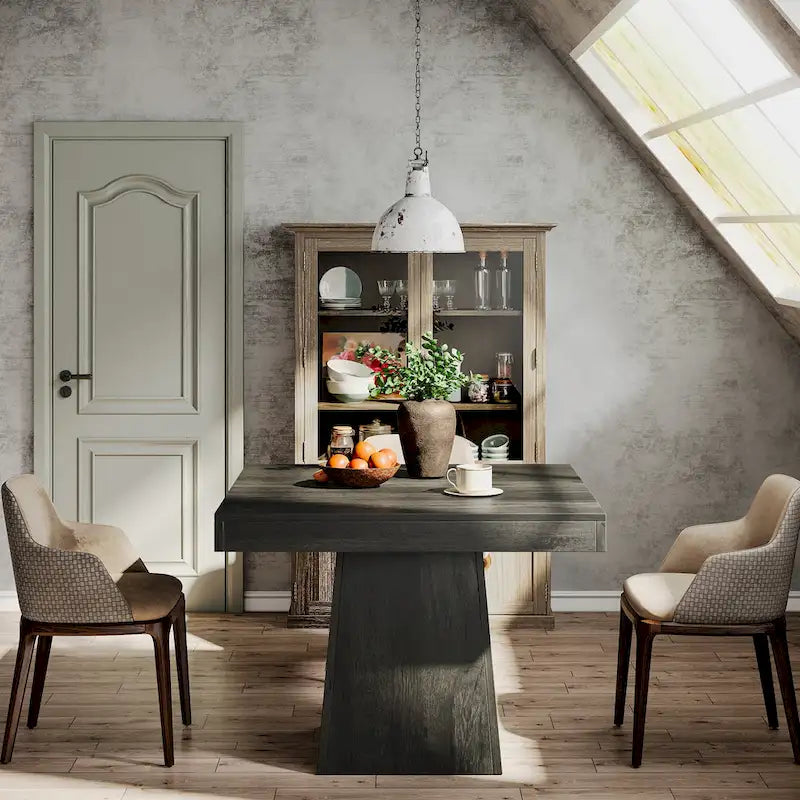 31.5 Inch Square Dining Table with Pedestal Base