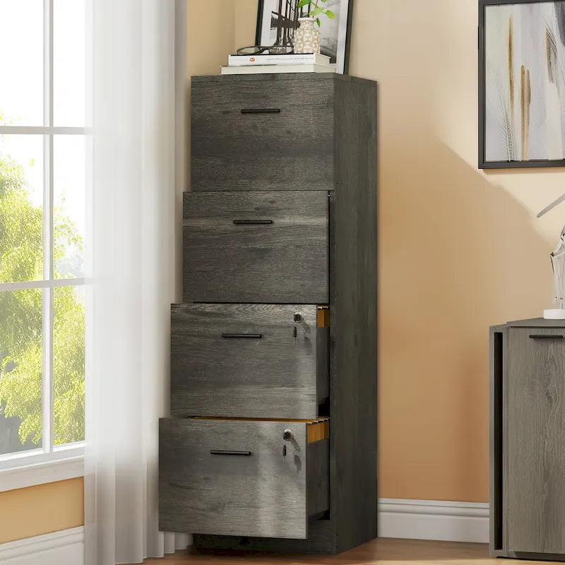 4-Drawer Vertical File Cabinet with Lock for Letter & A4-Sized Files