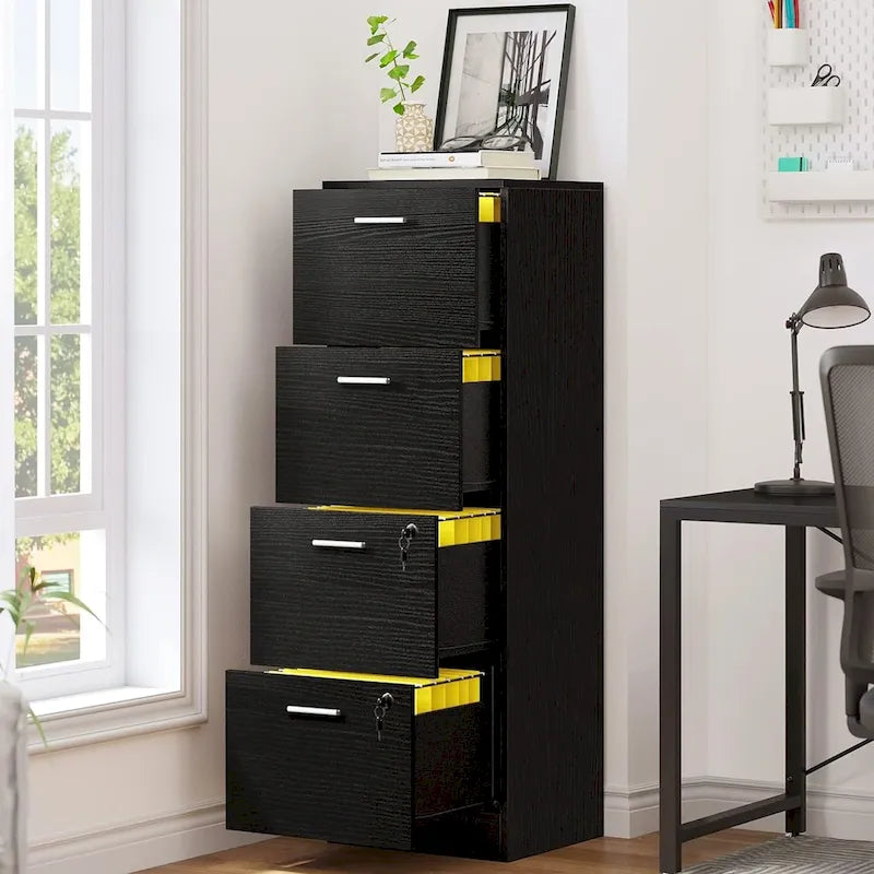 4-Drawer Vertical File Cabinet with Lock for Letter & A4-Sized Files