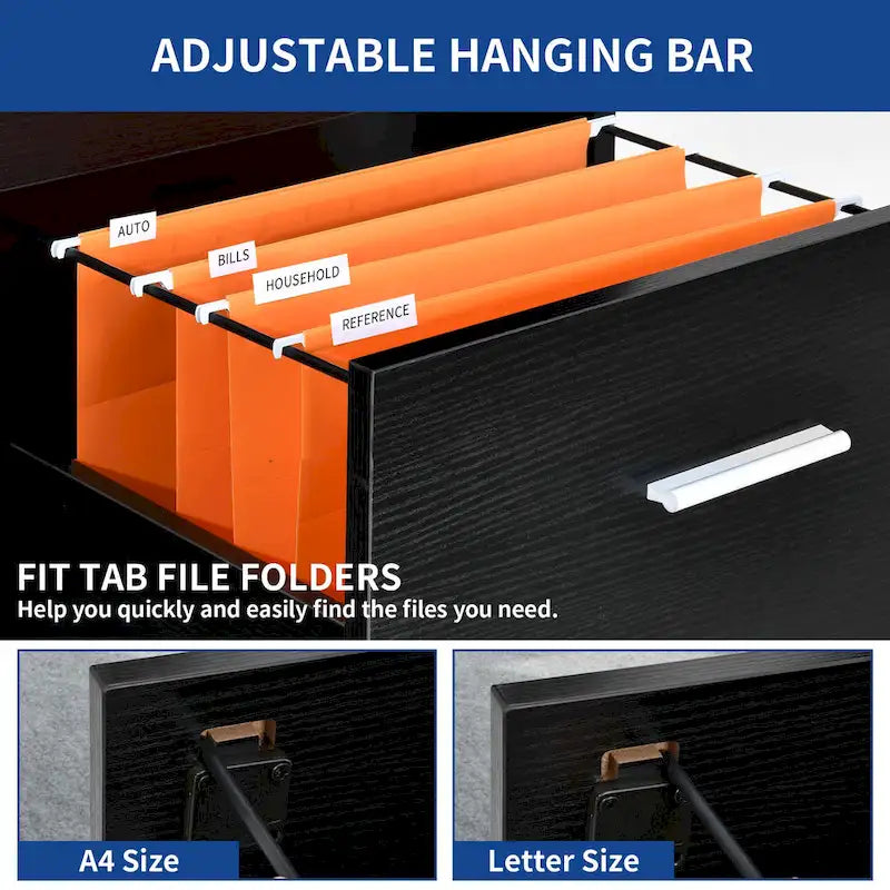 4-Drawer Vertical File Cabinet with Lock for Letter & A4-Sized Files