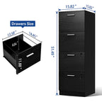 4-Drawer Vertical File Cabinet with Lock for Letter & A4-Sized Files