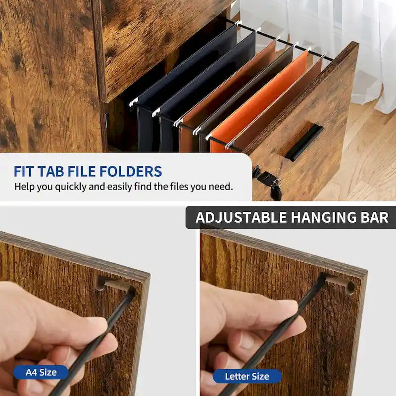 4-Drawer Vertical File Cabinet with Lock for Letter & A4-Sized Files