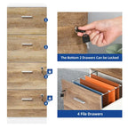 4-Drawer Vertical File Cabinet with Lock for Letter & A4-Sized Files