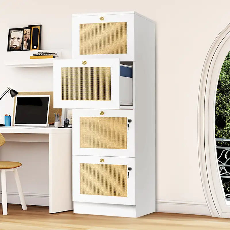 4-Drawer Vertical File Cabinet with Lock for Letter & A4-Sized Files