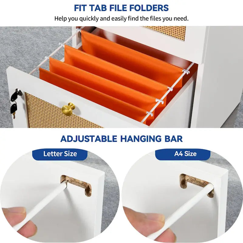 4-Drawer Vertical File Cabinet with Lock for Letter & A4-Sized Files