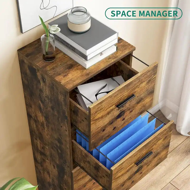 4-Drawer Vertical File Cabinet with Lock for Letter & A4-Sized Files